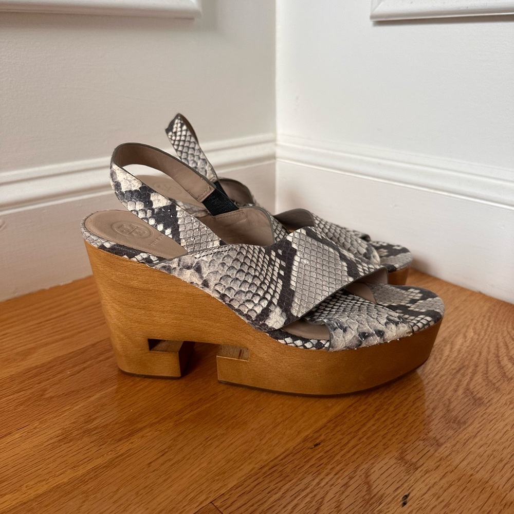 Tory Burch Gray and Brown Wedges with Elegant Design